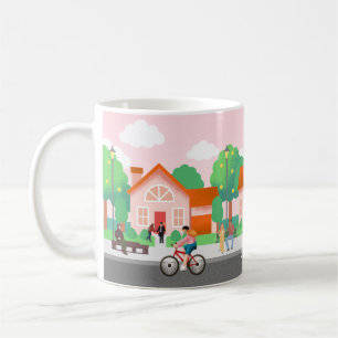 Everyday Love in a Cozy Neighborhood – Illustratio Coffee Mug