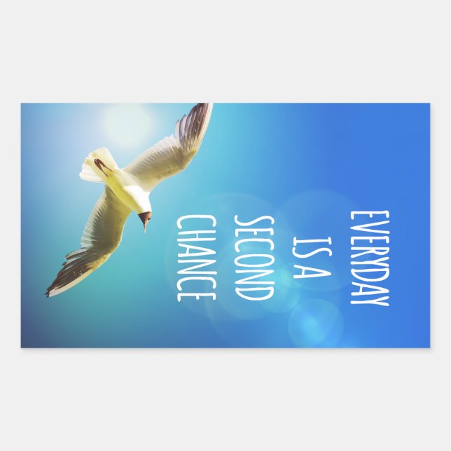 Everyday Second Chance Seagull Inspirational Quote Sticker (Front)