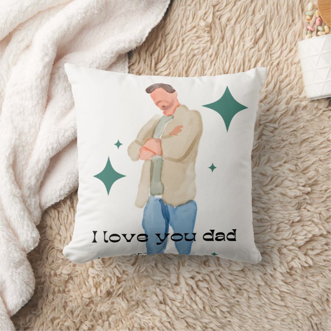 Everyday Superhero Dad Throw Pillow (Blanket)