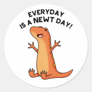 Everyday's A Newt Day Funny Funny Salamander Pun  Classic Round Sticker