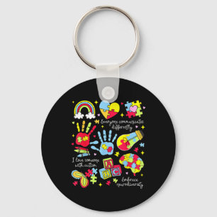 Everyone Communicates Differently Autism Awareness Keychain