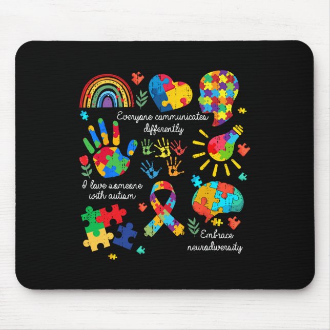 Everyone Communicates Differently Autism Neurodive Mouse Pad (Front)