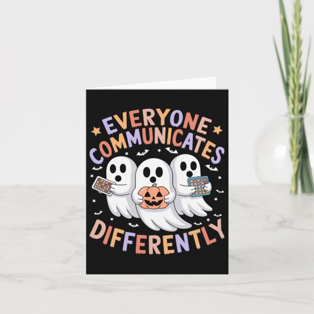Everyone Communicates Differently Halloween Autism Card (Front)