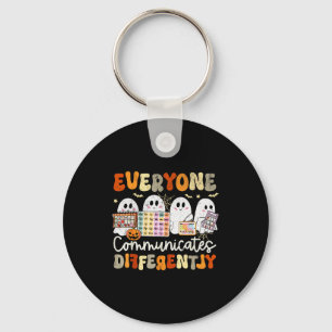 Everyone Communicates Differently Halloween Slp Sp Keychain