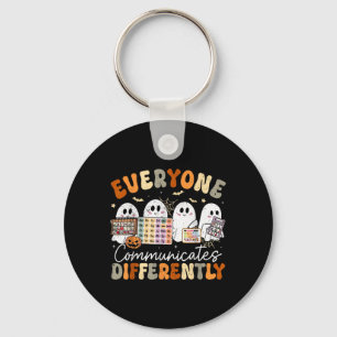 Everyone Communicates Differently Halloween Slp Sp Keychain