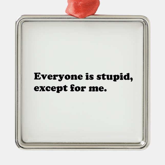 Everyone is stupid except for me metal ornament (Front)