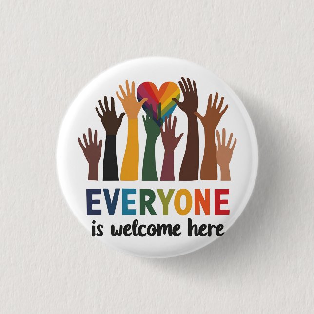 Everyone Is Welcome Here Idaho Teacher 1 Inch Round Button (Front)