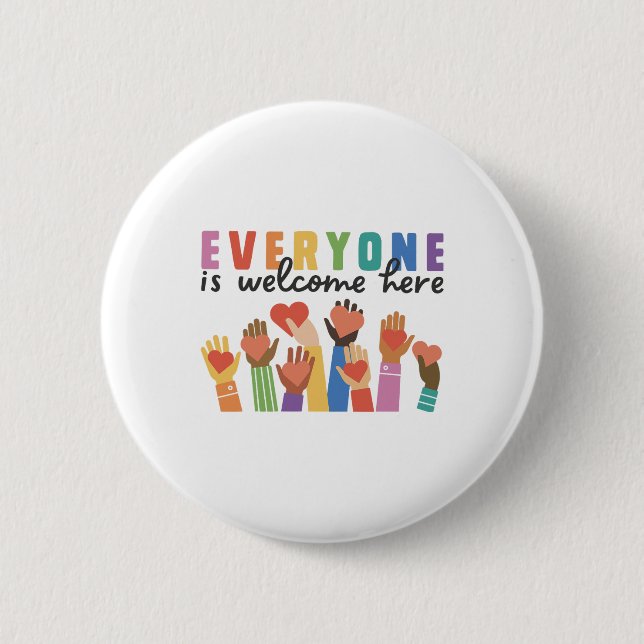 Everyone Is Welcome Here Idaho Teacher 25  2 Inch Round Button (Front)