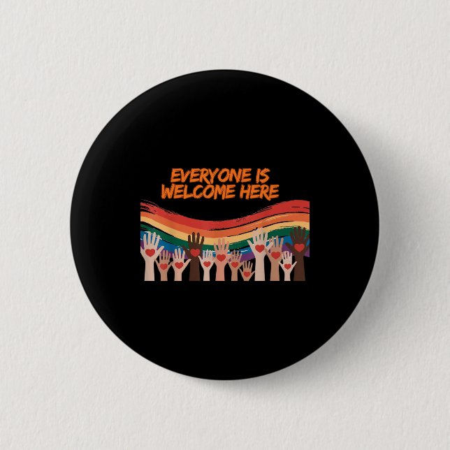 Everyone Is Welcome Here Idaho Teacher  2 Inch Round Button (Front)