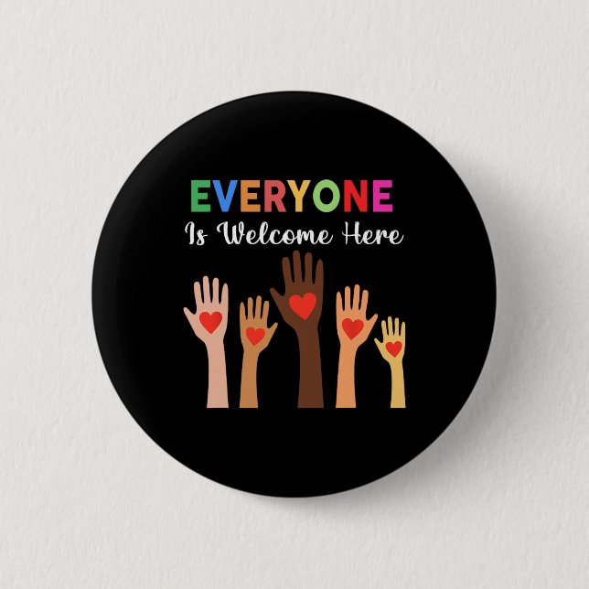 Everyone Is Welcome Here Idaho Teacher 2  Inch Round Button (Front)