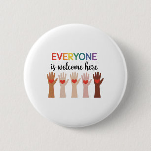 Everyone Is Welcome Here Idaho Teacher 4  2 Inch Round Button