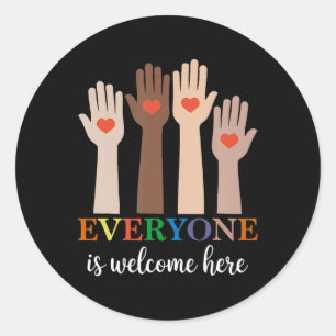 Everyone Is Welcome Here Idaho Teacher 73  Classic Round Sticker