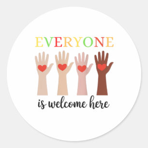 Everyone Is Welcome Here Idaho Teacher 78 Classic Round Sticker