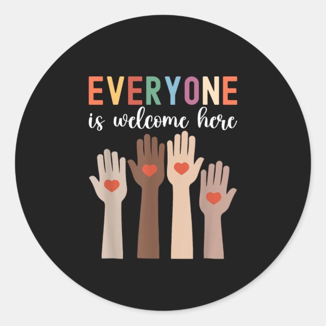 Everyone Is Welcome Here Idaho Teacher Classic Round Sticker (Front)