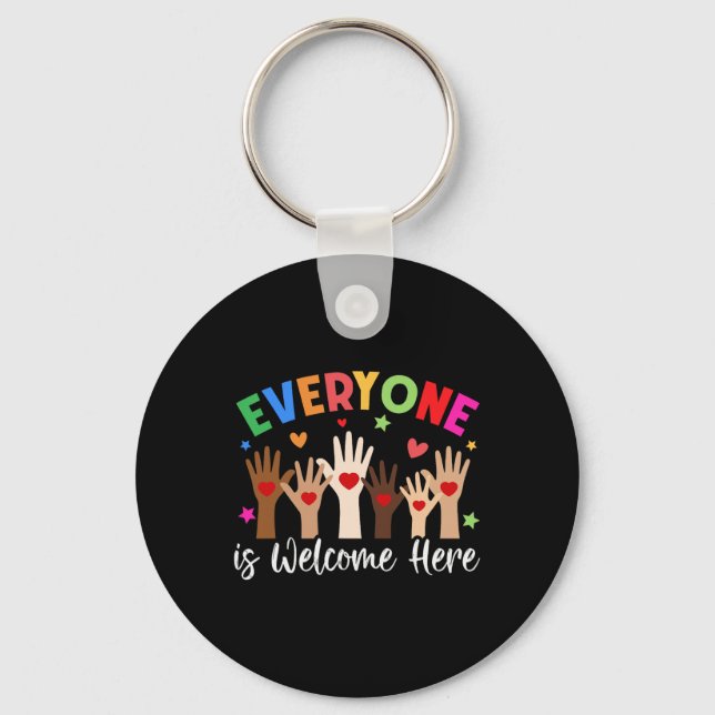 Everyone Is Welcome Here Idaho Teacher  Keychain (Front)