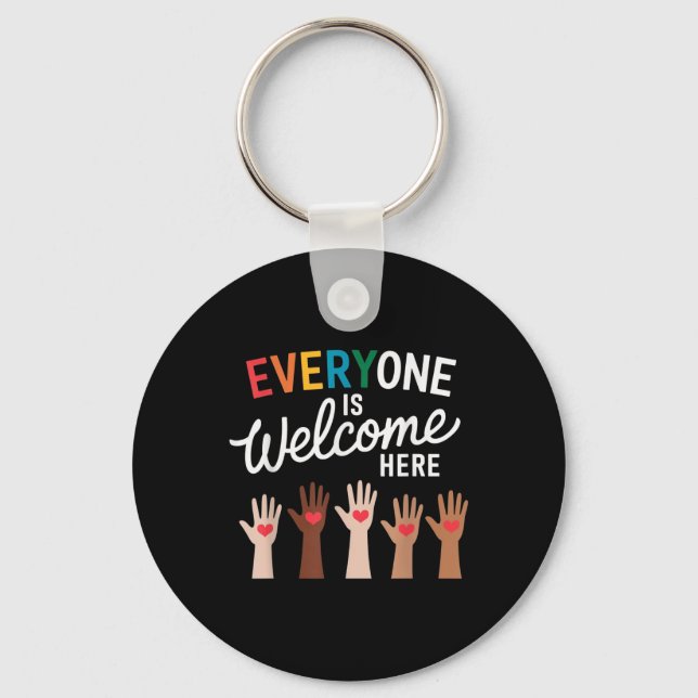 Everyone Is Welcome Here Idaho Teacher  Keychain (Front)