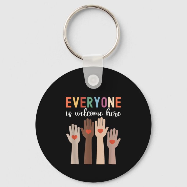 Everyone Is Welcome Here Idaho Teacher Keychain (Front)