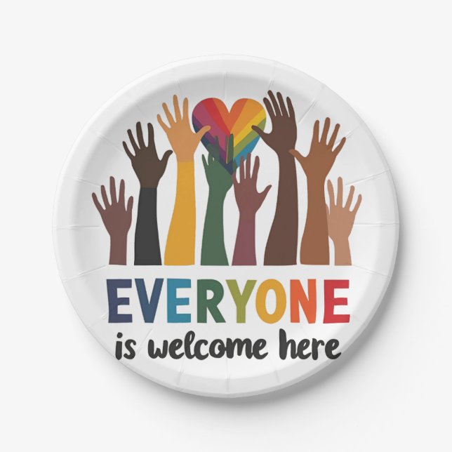 Everyone Is Welcome Here Idaho Teacher Paper Plate (Front)