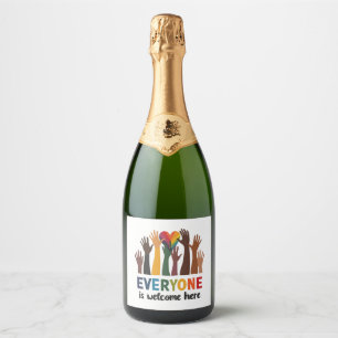 Everyone Is Welcome Here Idaho Teacher Sparkling Wine Label