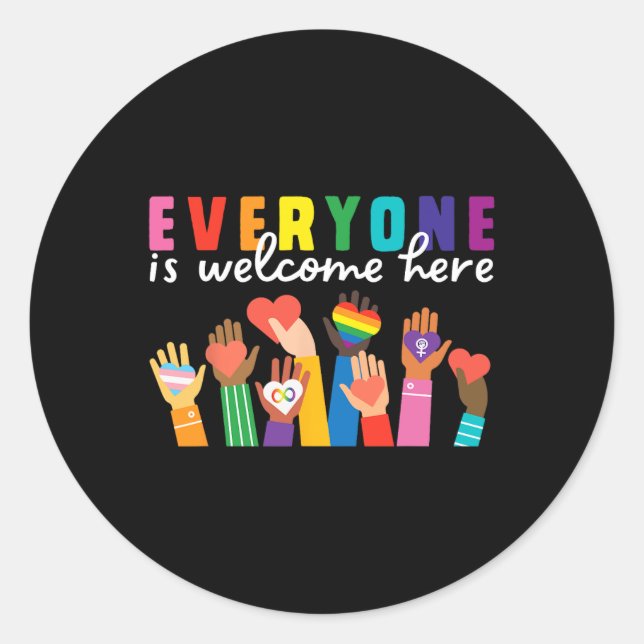 Everyone Is Welcome Here Idaho Teacher Support Men Classic Round Sticker (Front)