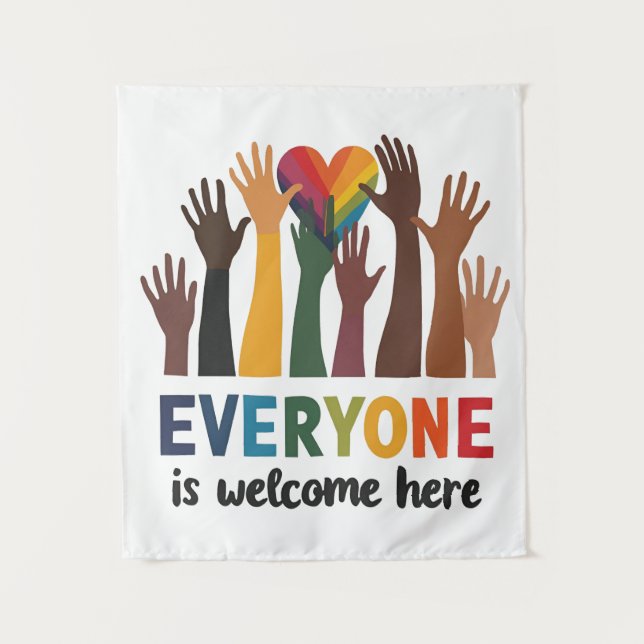 Everyone Is Welcome Here Idaho Teacher Tapestry (Front)