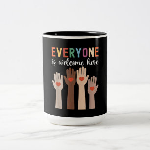 Everyone Is Welcome Here Idaho Teacher Two-Tone Coffee Mug