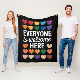 Everyone Is Welcome Here LGBTQ Fleece Blanket