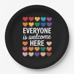Everyone Is Welcome Here LGBTQ Paper Plate