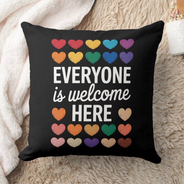 Everyone Is Welcome Here LGBTQ Throw Pillow (Blanket)