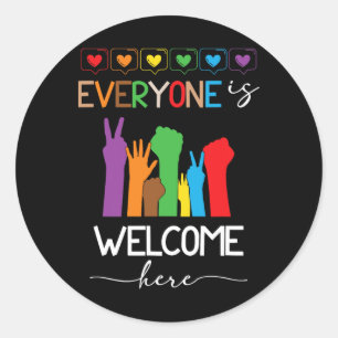 Everyone Is Welcome Here Pride Month Lgbtq Rainbow Classic Round Sticker