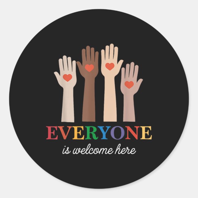 Everyone Is Welcome Here Rainbow 1  Classic Round Sticker (Front)