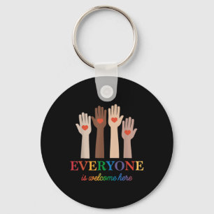 Everyone Is Welcome Here Rainbow 2 Keychain