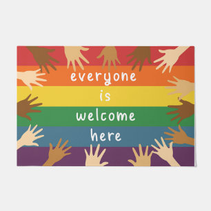 Everyone Is Welcome Here Rug, Hand Doormat