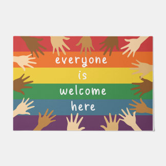 Everyone Is Welcome Here Rug, Hand Doormat