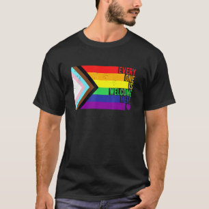 Everyone Is Welcome Here Trans Gay Lgbtq Rainbow P T-Shirt