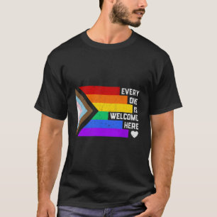 Everyone Is Welcome Here Trans Gay Lgbtq Rainbow P T-Shirt