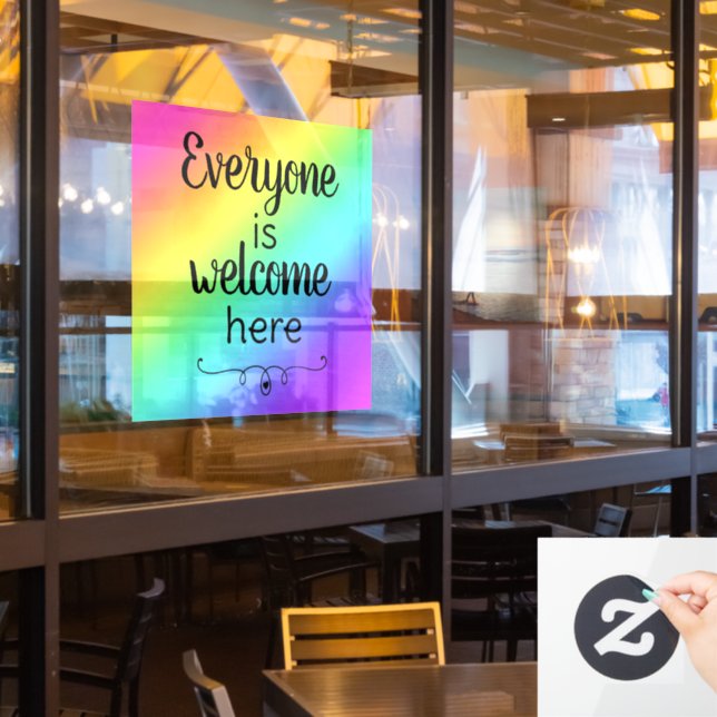 Everyone is Welcome Here Window Cling (Restaurant Window)