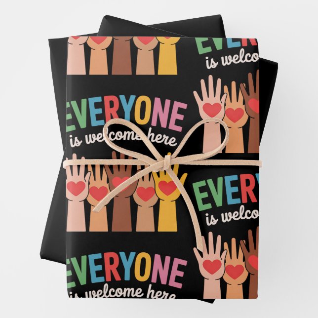 Everyone Is Welcome Here Wrapping Paper Sheet (In situ)