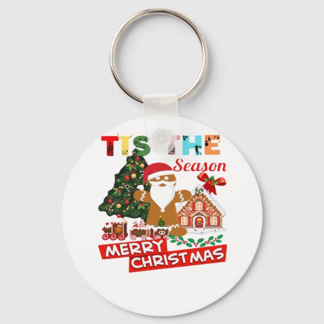 Everyone Loves A At Christmas Christmas Santas Com Keychain (Front)