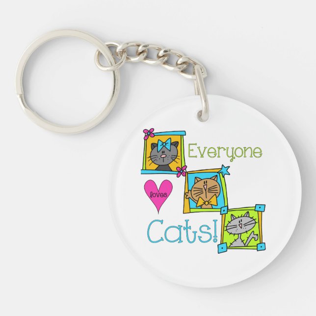 Everyone Loves Cats Keychain (Front)