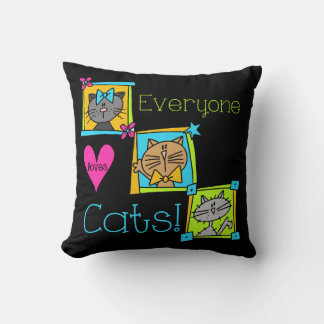 Everyone Loves Cats Throw Pillow