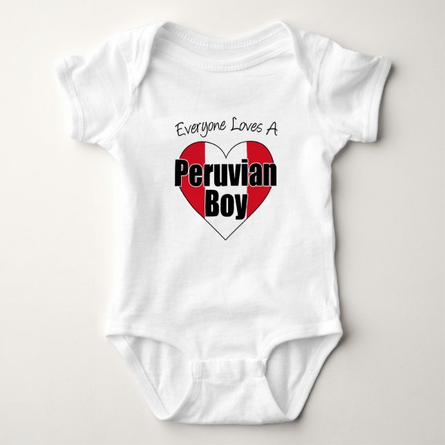 Everyone Loves Peruvian Boy Baby Bodysuit (Front)