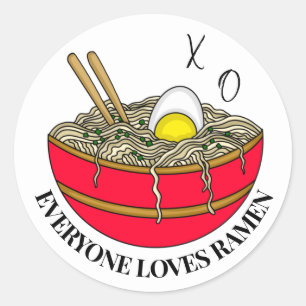 Everyone Loves Ramen   Funny Food Pun Magnet  Classic Round Sticker