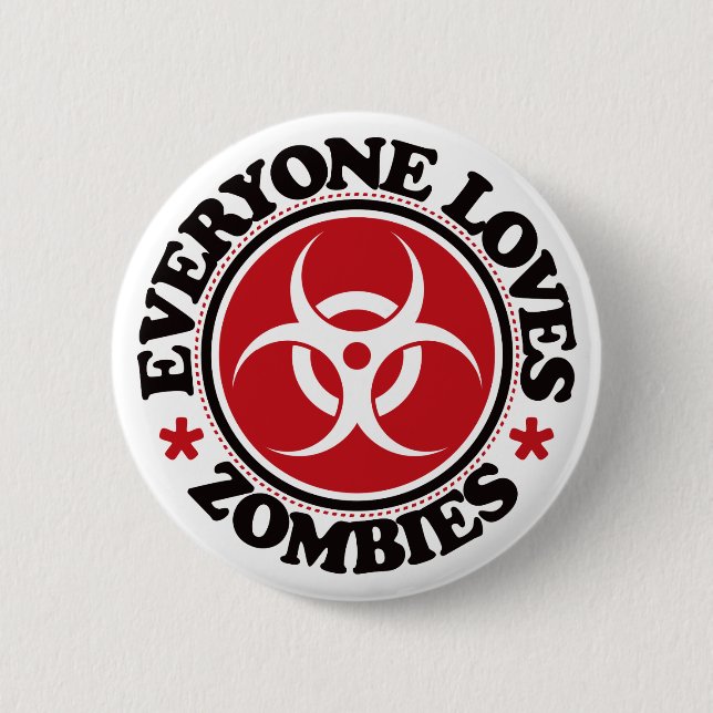 Everyone Loves Zombies - Red 2 Inch Round Button (Front)