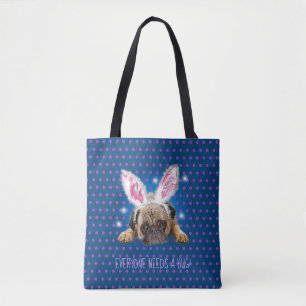 Everyone needs a hug. Pug tote bag