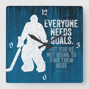 Everyone Needs Goals (Hockey) Square Wall Clock