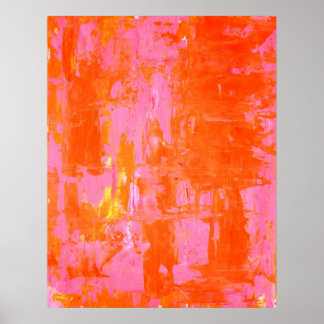 'Everyone's Fav' Orange and Pink Abstract Art Poster