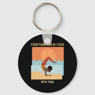 Everything Can Be Fixed With Yoga (yoga Graphic) Keychain