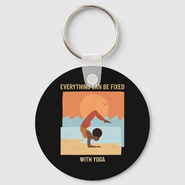 Everything Can Be Fixed With Yoga (yoga Graphic)  Keychain (Front)