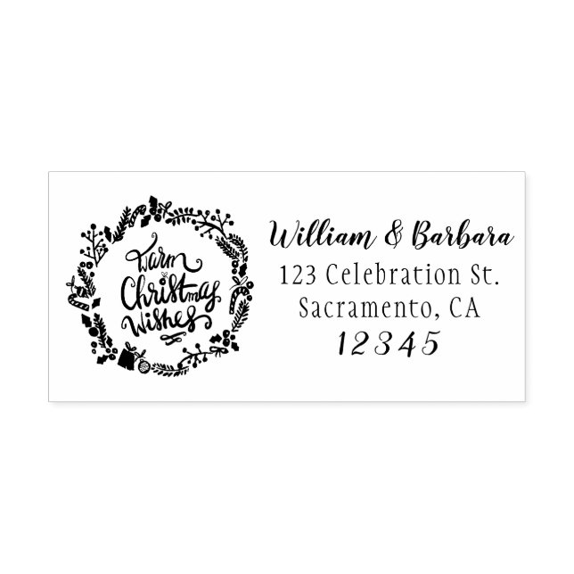 Everything Christmas Wreath Return Address Self-inking Stamp (Design)